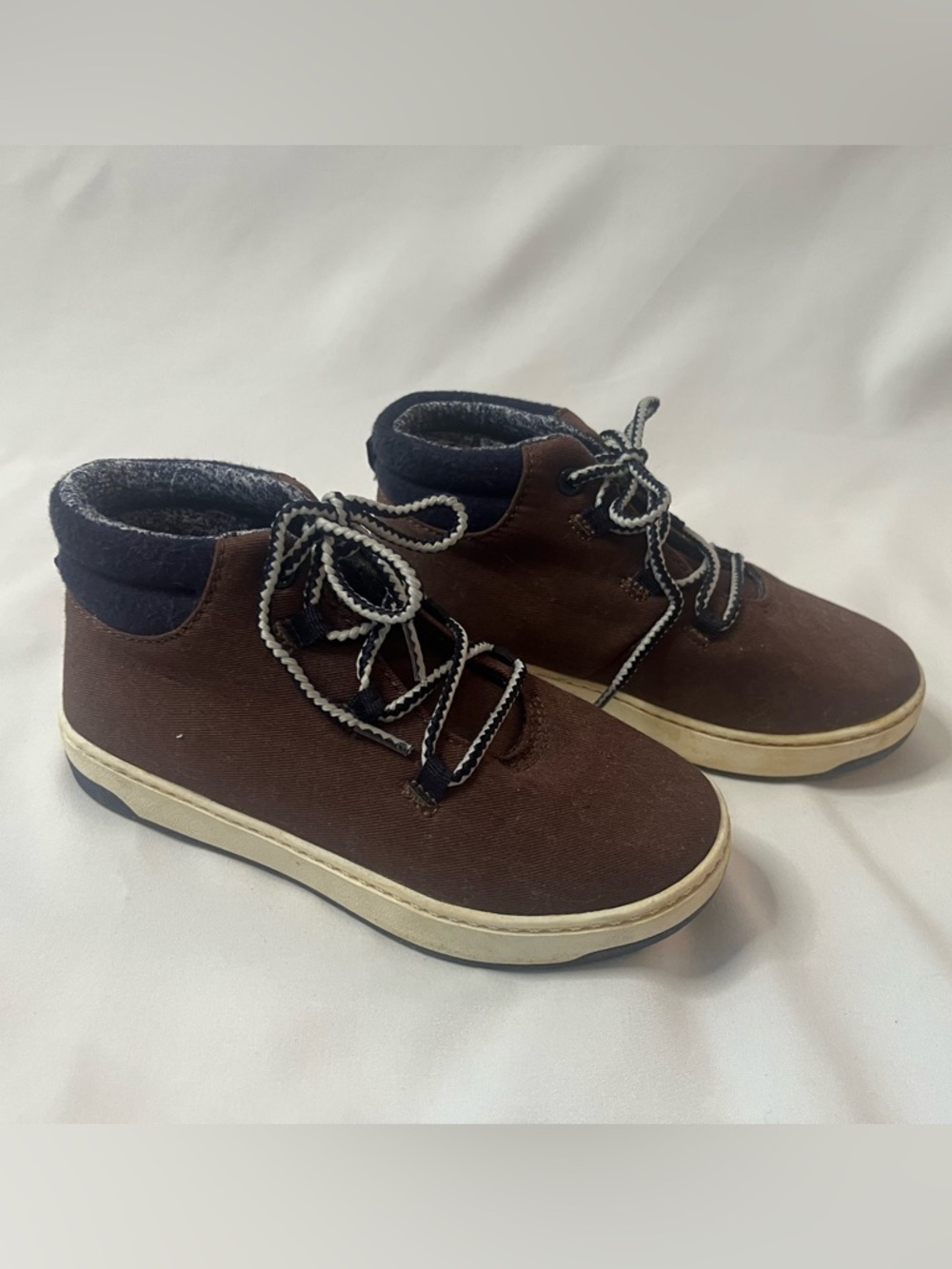 Carter's Brown Canvas Lace-up Toddler Boots Sz 12